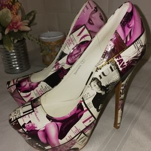 Herstyle Dammarra Purple, White and Black Platform Heels Size 7